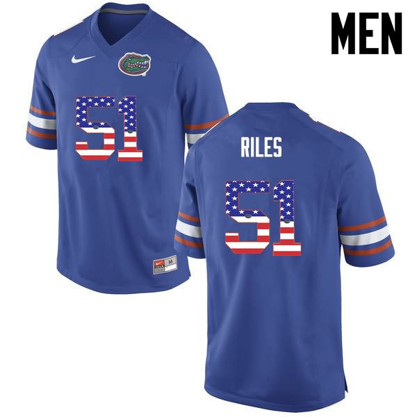 Men's NCAA Florida Gators Antonio Riles #51 Stitched Authentic USA Flag Fashion Nike Blue College Football Jersey BIE8365MJ